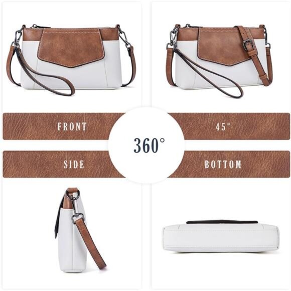 Small Crossbody Bags for Women, White x Brown - Picture 6 of 6